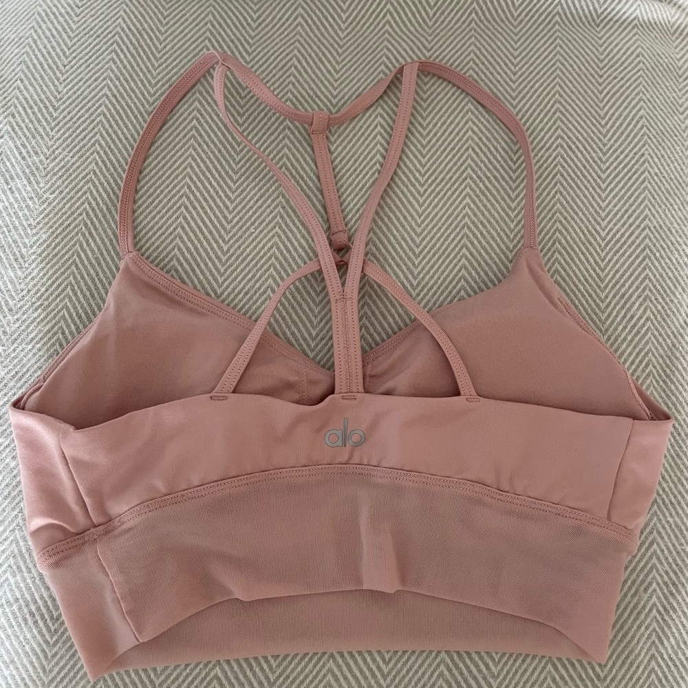 Alo sports bra light pink size Small